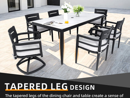 Modern Outdoor Patio Dining Set With Table And Chairs With Sunbrella Cushions