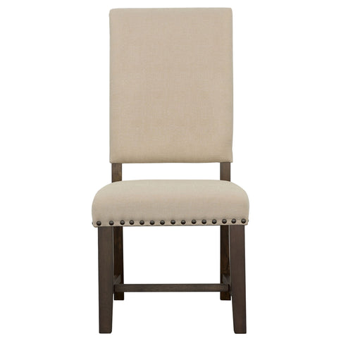 Upholstered Side Chair With Nailhead Accents (Set of 2) - Beige
