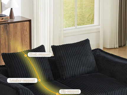 Minimalist Sofa With Curved Lines And Horn Shaped Throw Pillows