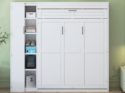 Murphy Wall Bed With Shelves, Wardrobe And LED Lights