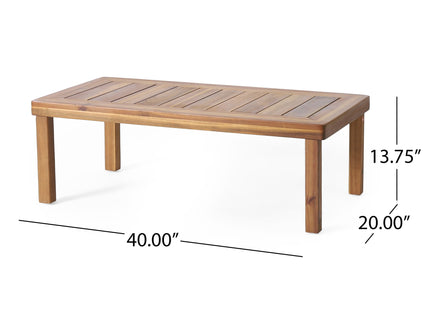Acacia Wood Loveseat And Coffee Table Set With Cushions