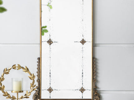 Antique Arched Mirror With Metal Frame, Full Length Mirror For Living Room Bathroom Entryway - Gold