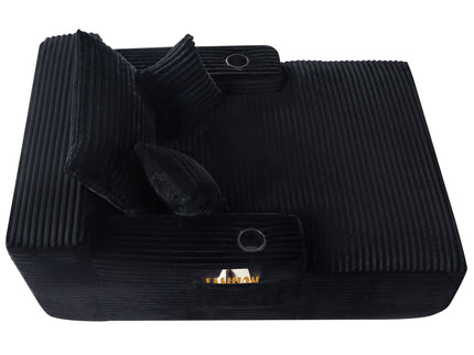 Convertible Chaise Lounge Chair & Wide Armrest & Throw Pillows - Black