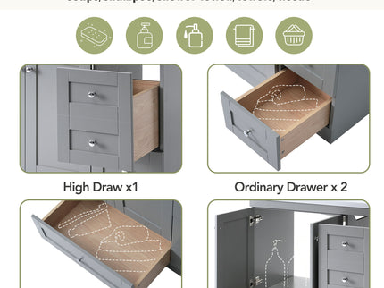 Shaker Free Standing Bathroom Vanity Cabinet With Sink, Soft Close Drawers, Soft Close Doors
