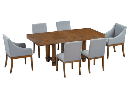 Topmax - 7 Piece Rustic Extendable Dining Table Set With Removable Leaf, 2 Arm Chairs And 4 Armless Chairs
