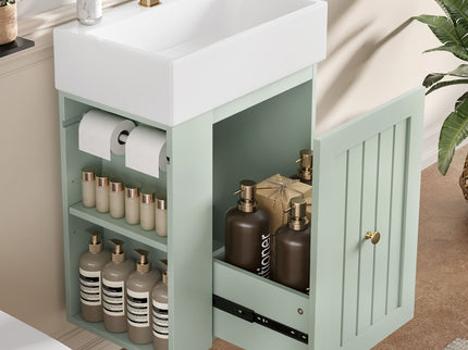 Modern Bathroom Vanity With Sink, Storage Cabinet, Drawer & Side Shelf