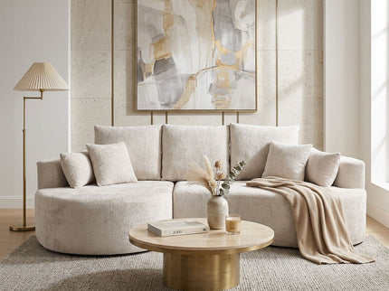 2 Piece Fabric Cloud Curved Sectional Sofa With Chaise For Living Room