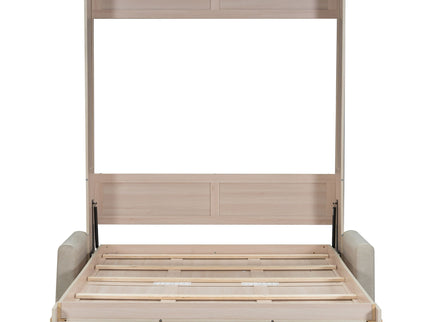 Queen Size Murphy Bed With Sofa And LED - Beige