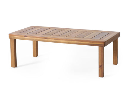 Acacia Wood Loveseat And Coffee Table Set With Cushions