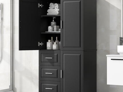 Tall And Wide Storage Cabinet With Doors, 3 Drawers