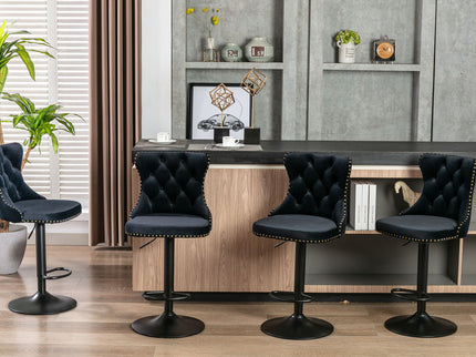 Swivel Barstools Adjusatble Seat Height, Modern Upholstered Bar Stools With Backs Comfortable Tufted For Home Pub And Kitchen Island (Set of 2)