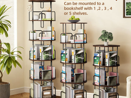 Rotating Bookshelf Tower 5 Tier Spinning 360 Degree Revolving Storage Shelf