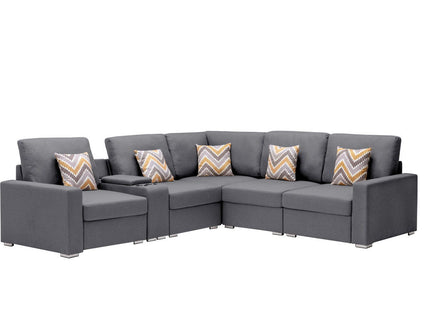 Nolan - Fabric 6 Piece Sectional Sofa With Pillows And Interchangeable Legs