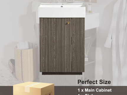 Bathroom Vanity With Sink, Freestanding Wood Grain Cabinet With Storage