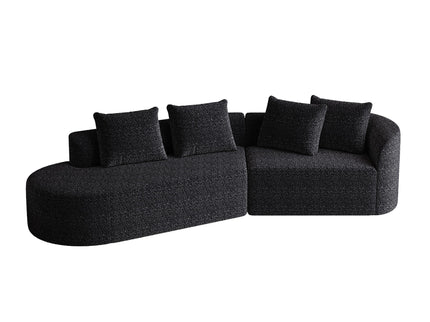 Upholstered Oversized Sectional Sofa, 4 Seater Extra Deep & Wide Seat Curved Cloud Couch With 4 Throw Pillows, Free Combination Living Room - Black