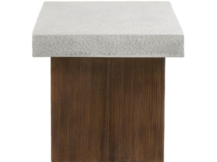 Mgo Square Side Table With Faux Stone Top And Wood Frame - Antique White / Natural Wood