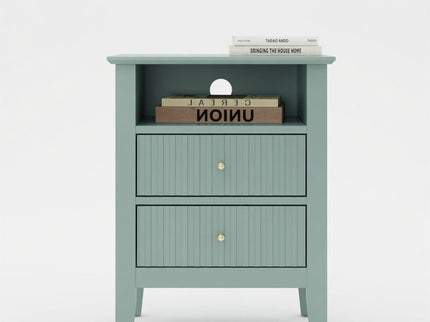 Fluted Nightstand With 2 Drawers