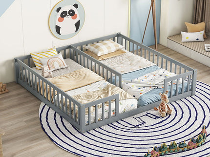 Double Floor Bed With Fence, Guardrails, Without Door