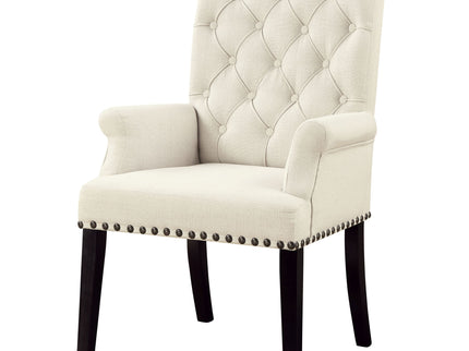 Vaughn - Upholstered Dining Chair With Tapered Legs And Nailhead Trim - Beige