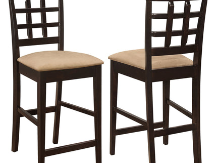 Upholstered Counter Height Stools (Set of 2) - Brown / Beige