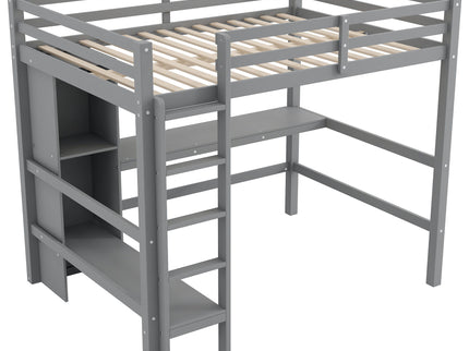 Loft Bed With Built In Desk And Multifunction Shelves