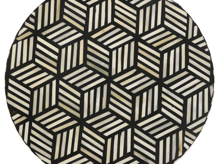 Top Accent Table With Mosaic Design, Circular Tabletop - Gold