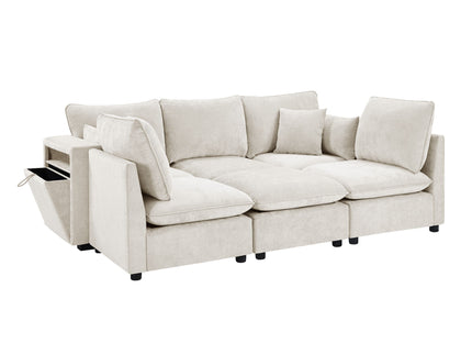 Modern Sectional Sofa U-Shaped With Movable Ottoman Storage Armrests And USB Ports