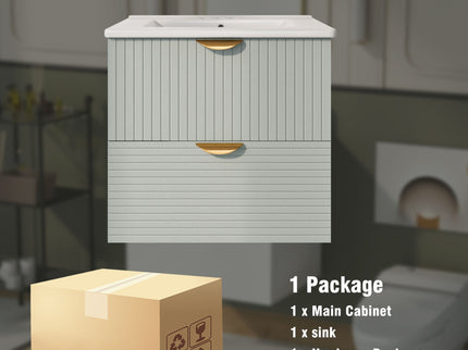 Modern Wall-Mounted Bathroom Vanity With 2 Drawers, Ideal For Small Bathrooms - Green