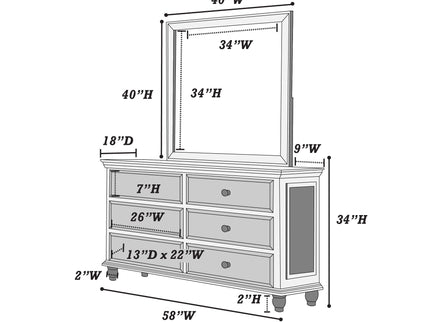 1 Piece Dresser Bedroom Furniture - White