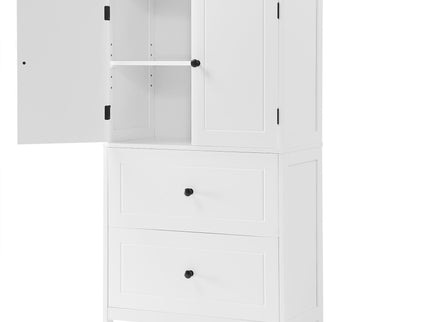 Bathroom Storage Cabinet With 2 Doors And Drawers, Adjustable Shelf
