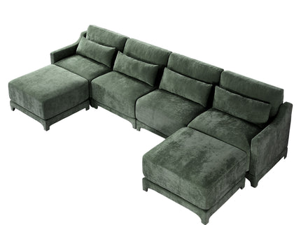 Stylish Sofa With Ottoman And Lumbar Pillows, Ergonomic Design