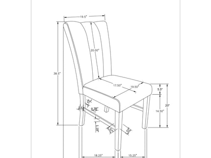 Dining Chair With Padded Seating And Back (Set of 2) - Dark Gray