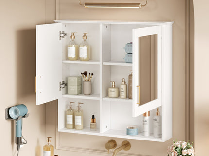 2 In 1 Wall-Mounted Mirror Cabinet With Adjustable Shelves, Soft-Close Doors, High-Definition Mirror & Storage