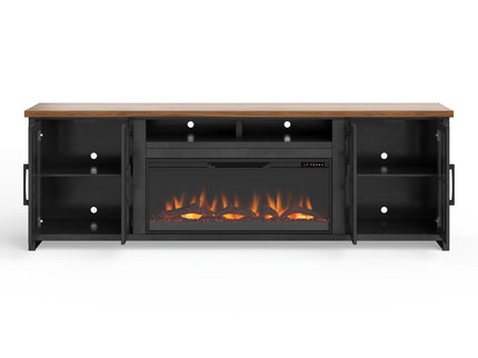 Fireplace TV Stand Console For TVs Up To 100" - Black / Whiskey