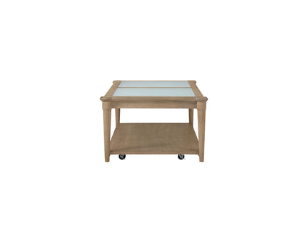 Frosted Glass Top Cocktail Table With Casters - Sand