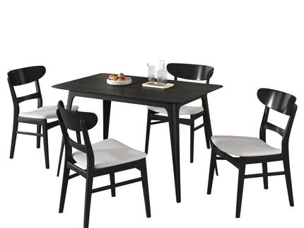 5 Piece Dining Set With 1 Table And 4 Upholstered Chairs - Black / Light Gray