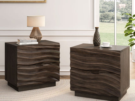 Nightstand With 2 Drawers, No Handles