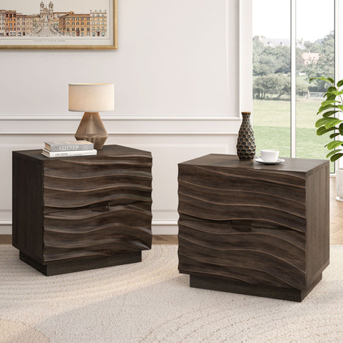 Nightstand With 2 Drawers, No Handles