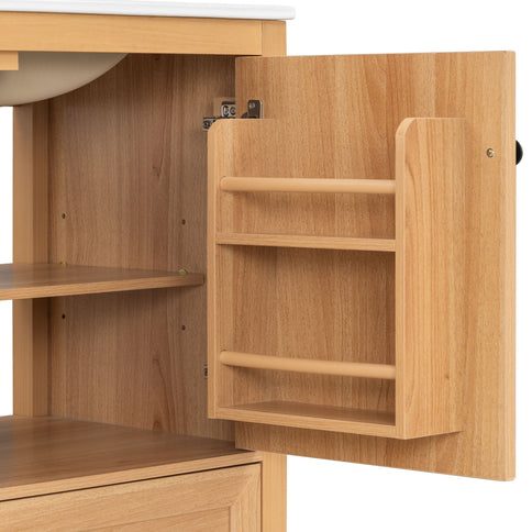 Modern Bathroom Vanity With Sink, Soft Close Drawers & Door, Storage Rack