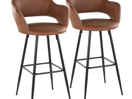 Margarite - Contemporary Fixed Height BarStool With Square Footrest (Set of 2)