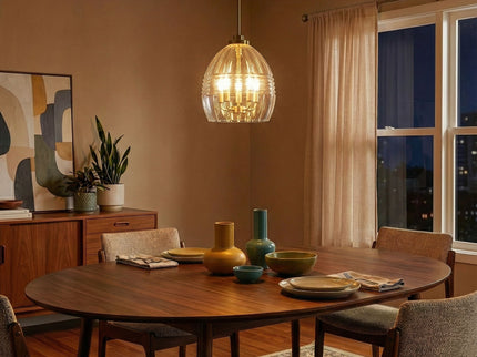 Zen - 5 Pendant Chain Hanging Light - Clear / Gold