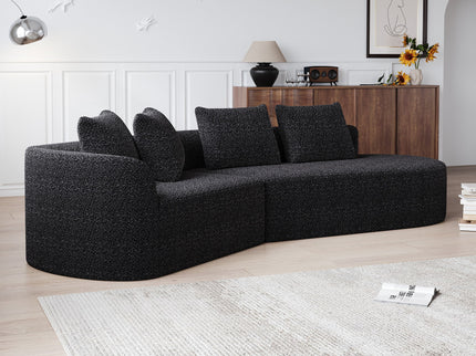 Upholstered Oversized Sectional Sofa, 4 Seater Extra Deep & Wide Curved Cloud Couch With 4 Throw Pillows For Living Room - Black