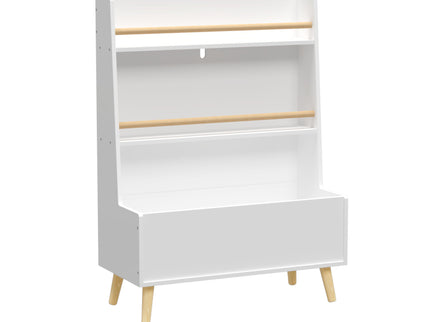 Bookshelf , Book Organizer With Toy Storage - White