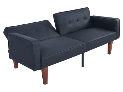 Convertible Futon Sofa Bed With Adjustable Split Back, Twin Size Sleeper Couch - Black