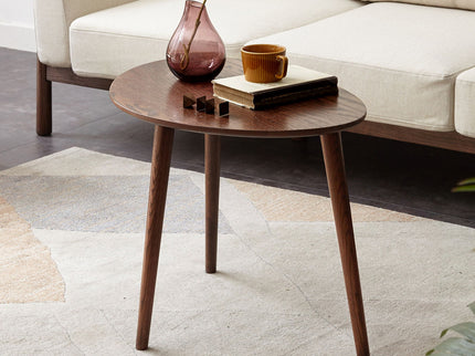 Center Table Low Table 100% Solid Oak Wood Top Plate Desk Pebble Shaped Natural Wooden Coffee Table - Walnut