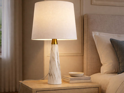 Enclave - Hydro Table Lamp With On / Off Switch Base Shade - Gold / White / White Marble