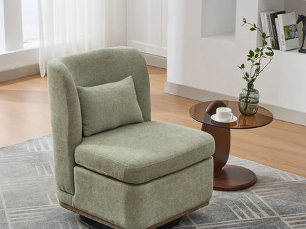 Wide Modern Cushioned Armless Metal Base 360° Swivel Chair With Pillow