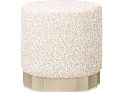 Hampton - Round Upholstered Ottoman With Scalloped Base - Speckled Egg Beige
