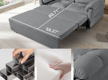 Convertible Pull Out Sofa Bed Queen Size, 3 In 1 With Side Storage