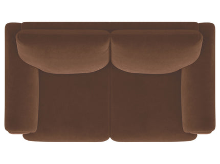 Dania - Upholstered Crescent Loveseat With Curved Tufted Arms - Rust